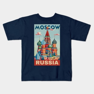 A Vintage Travel Art of Moscow - Russia Kids T-Shirt